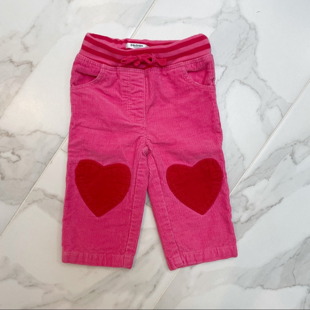 Baby Boden Heart Patched Corduroy Pants